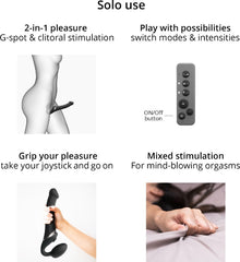 Strap On vibrante con succhia clitoride Blu