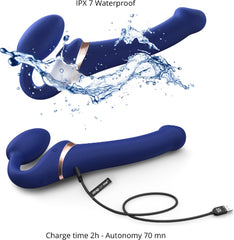 Strap On vibrante con succhia clitoride Blu