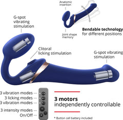 Strap On vibrante con succhia clitoride Blu