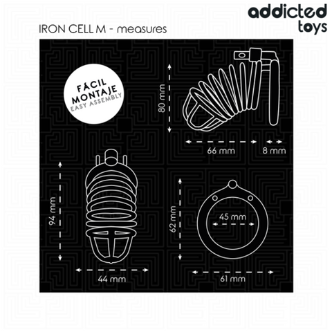 ADDICTED TOYS LOCKED - GABBIA PER PENE IN METALLO CON CELLULE DI FERRO TAGLIA M ADDICTED TOYS LOCKED - GABBIA PER PENE IN METALLO IRON CELL TAGLIA M