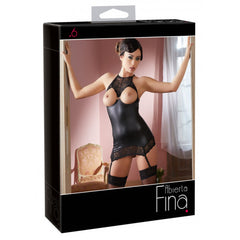 Mini Sexy Abito Similpelle Con Autoreggenti - Taglie : M