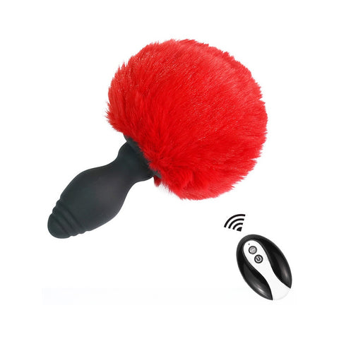Plug vibrante Tailyvibe con pompon 6,5 x 3,1 cm rosso